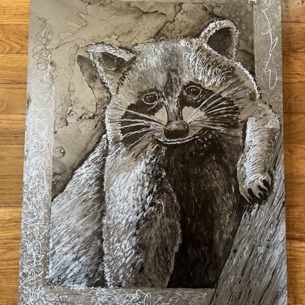 18″ x 24″ Metal Artwork " Rocky Racoon"